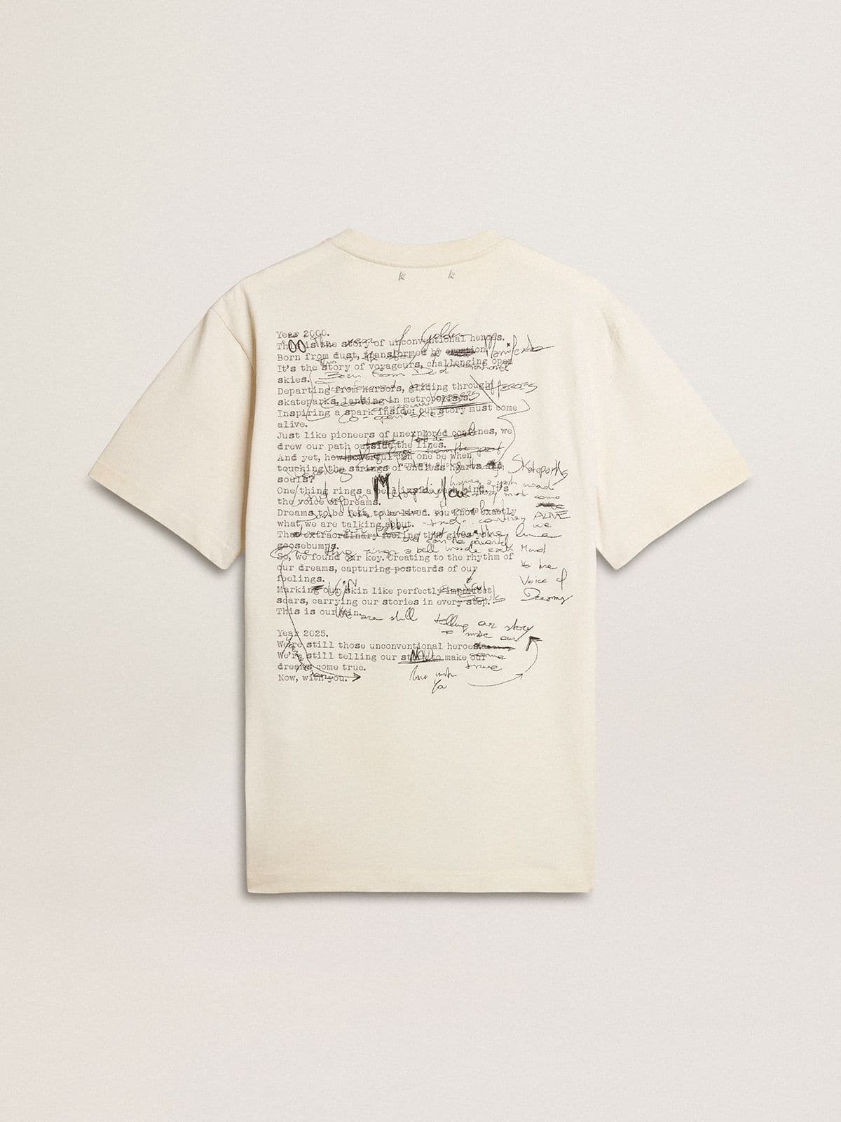 Men's T-shirt with print on the chest and on the back with a lived-in effect