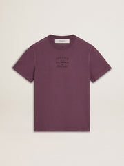 Men’s cotton T-shirt in worn purple with logo print