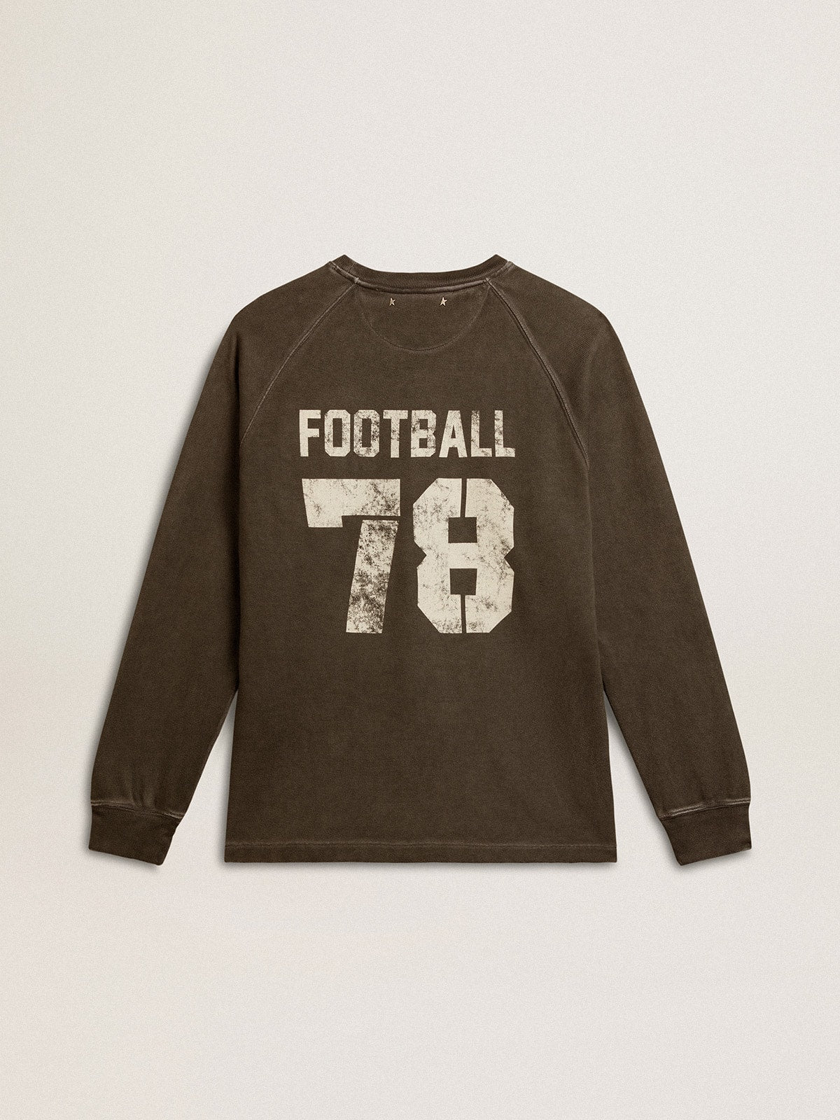 Men's long-sleeved T-shirt in anthracite gray cotton with logo on the back