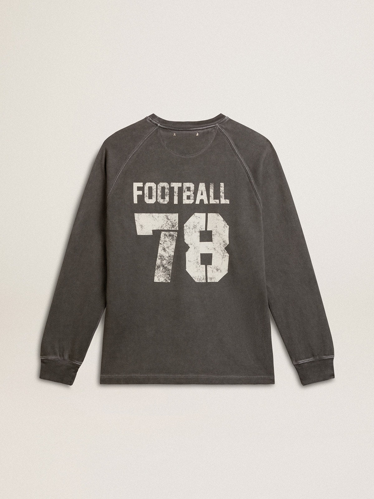 Men's long-sleeved T-shirt in anthracite gray cotton with logo on the back