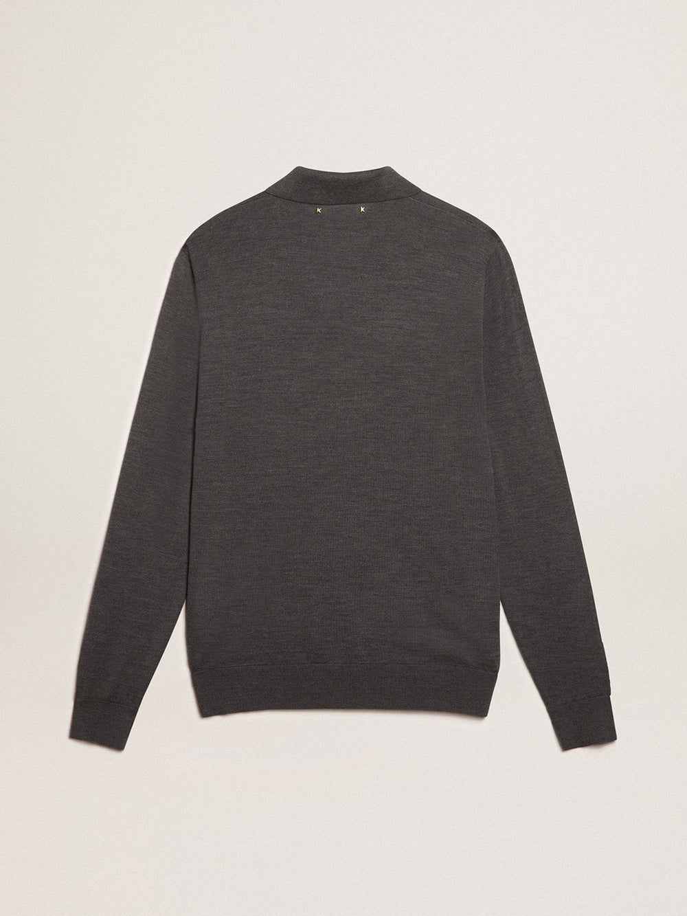 Men’s long-sleeved polo shirt in gray merino wool