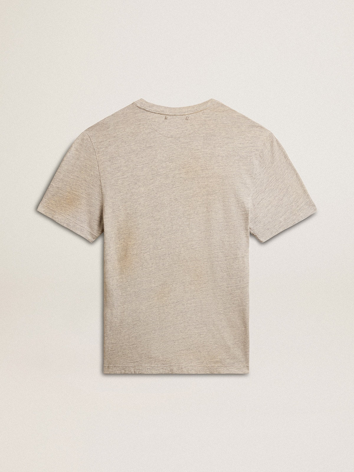 Men's gray cotton T-shirt with vintage print on the front