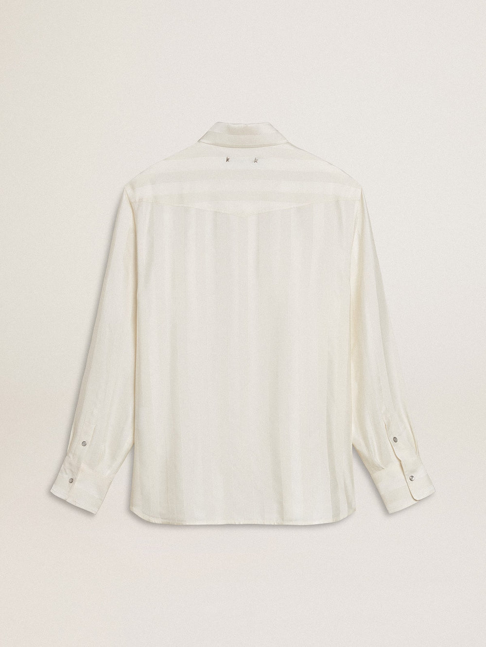 Men’s oversized worn-white shirt with vertical stripes