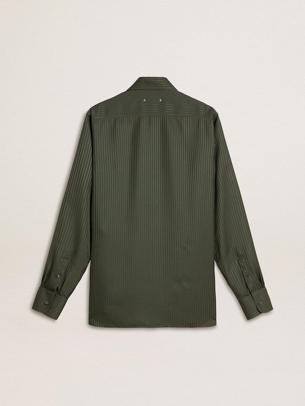 Men's dark green shirt with vertical stripes