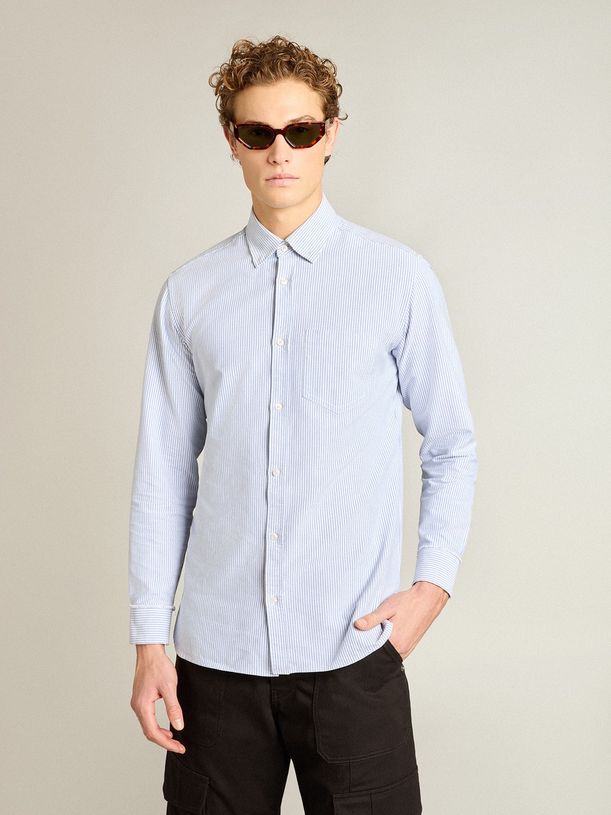 Men's shirt with narrow stripes