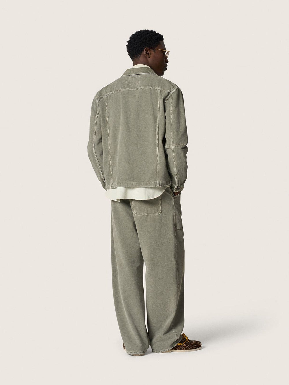 Men's bleached denim shirt with hammered studs