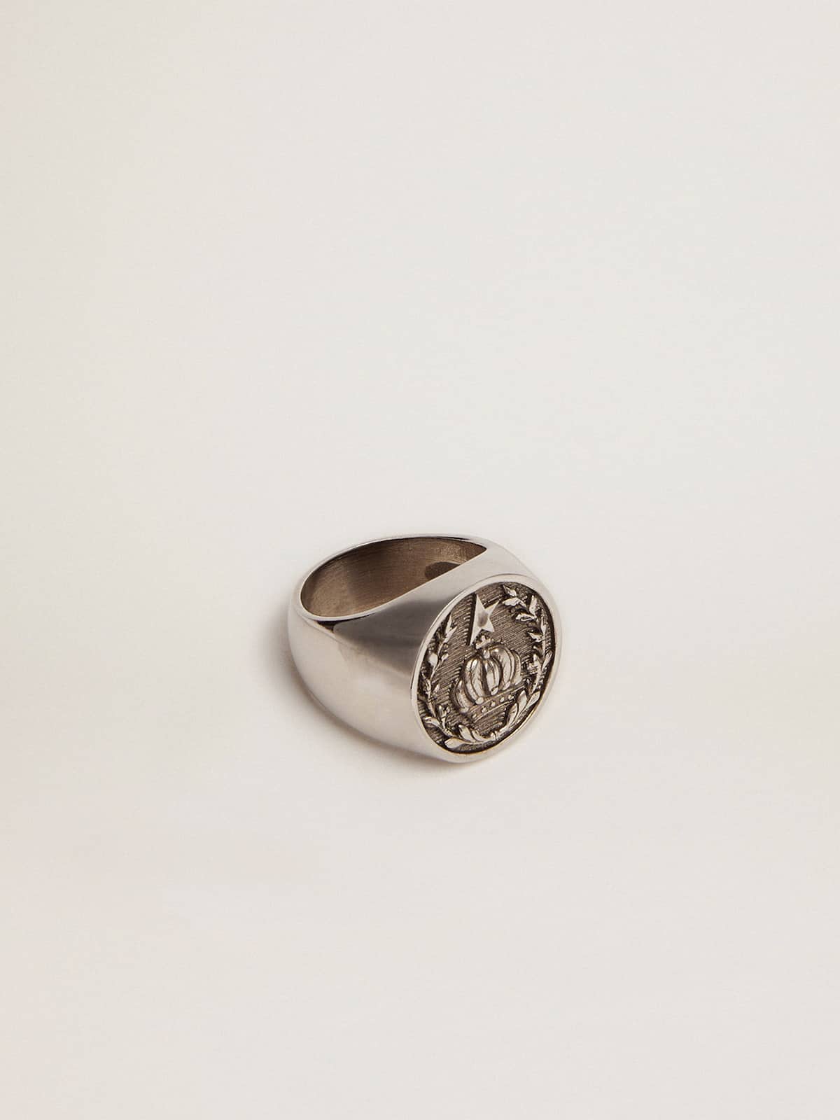 Men's signet ring in antique silver color