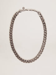Men's antique silver-colored chain necklace