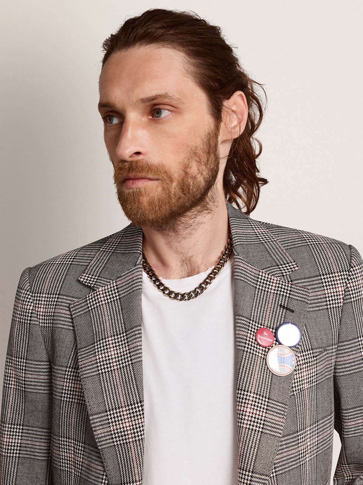 Men's antique silver-colored chain necklace