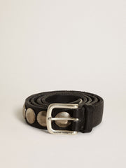 Black Trinidad belt in washed leather with studs