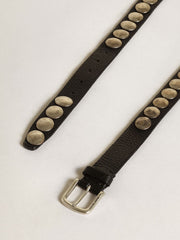Black Trinidad belt in washed leather with studs