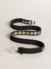 Black Trinidad belt in washed leather with studs