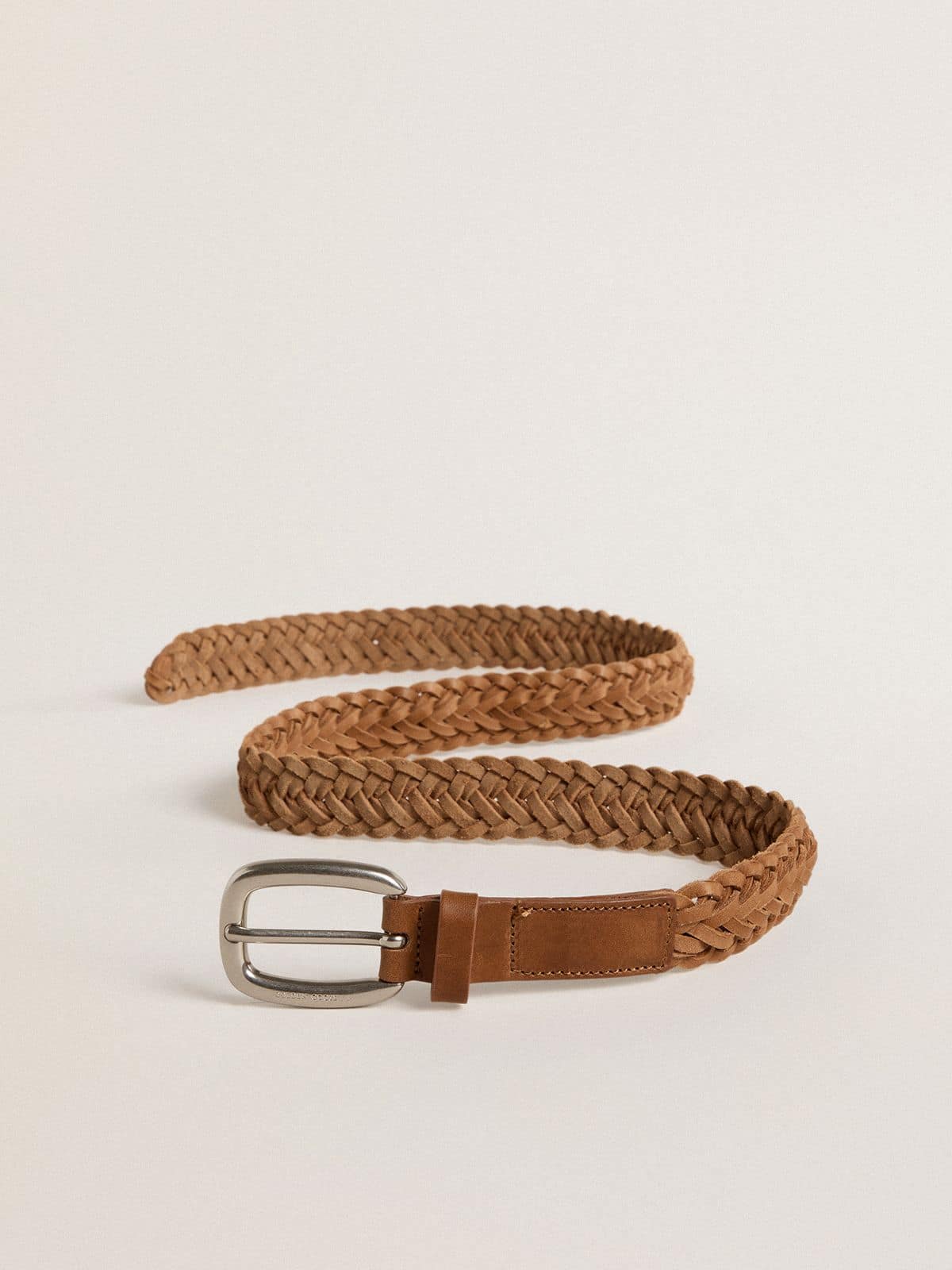 Houston belt in dove-gray woven leather