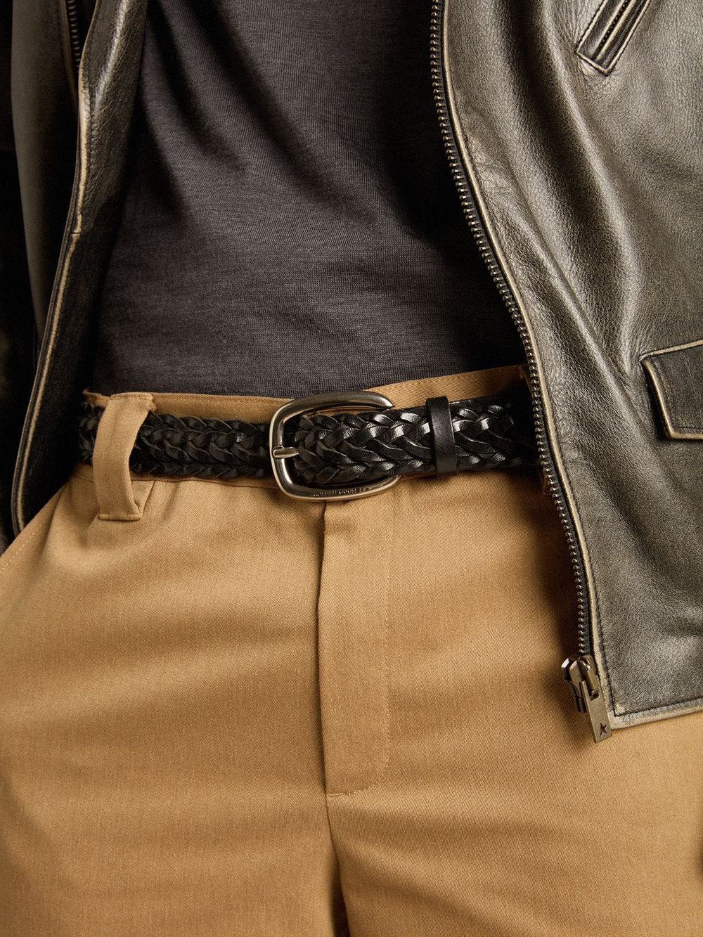 Men's black leather belt Golden Goose