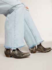 Men's low Wish Star boots in black leather with silver star