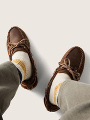 Men's Cruise loafers in brown waxed suede with dove gray hiking laces