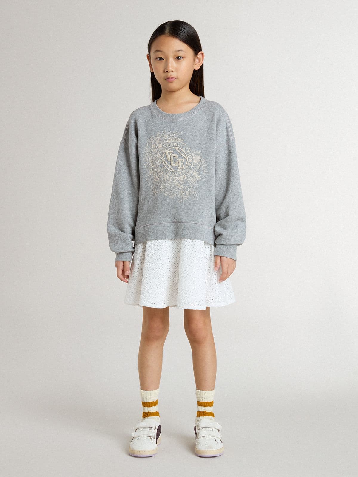 Girls’ gray and white mini dress