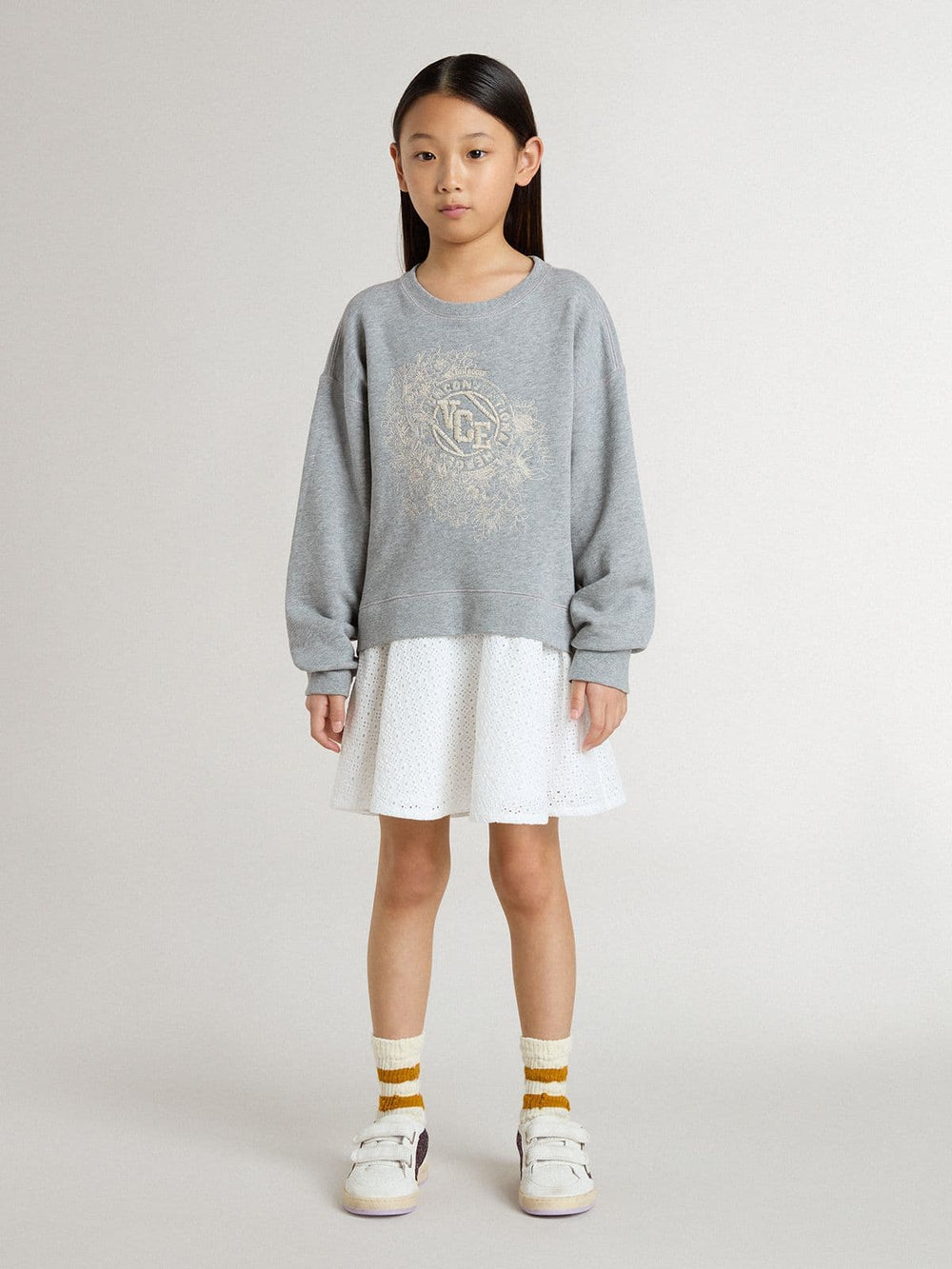 Girls’ gray and white mini dress