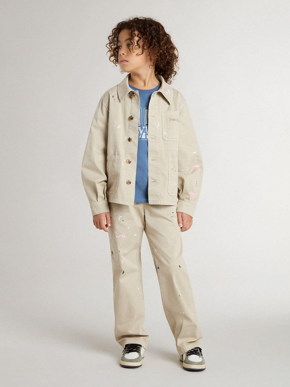 Kids’ beige jacket with multicolor splashes
