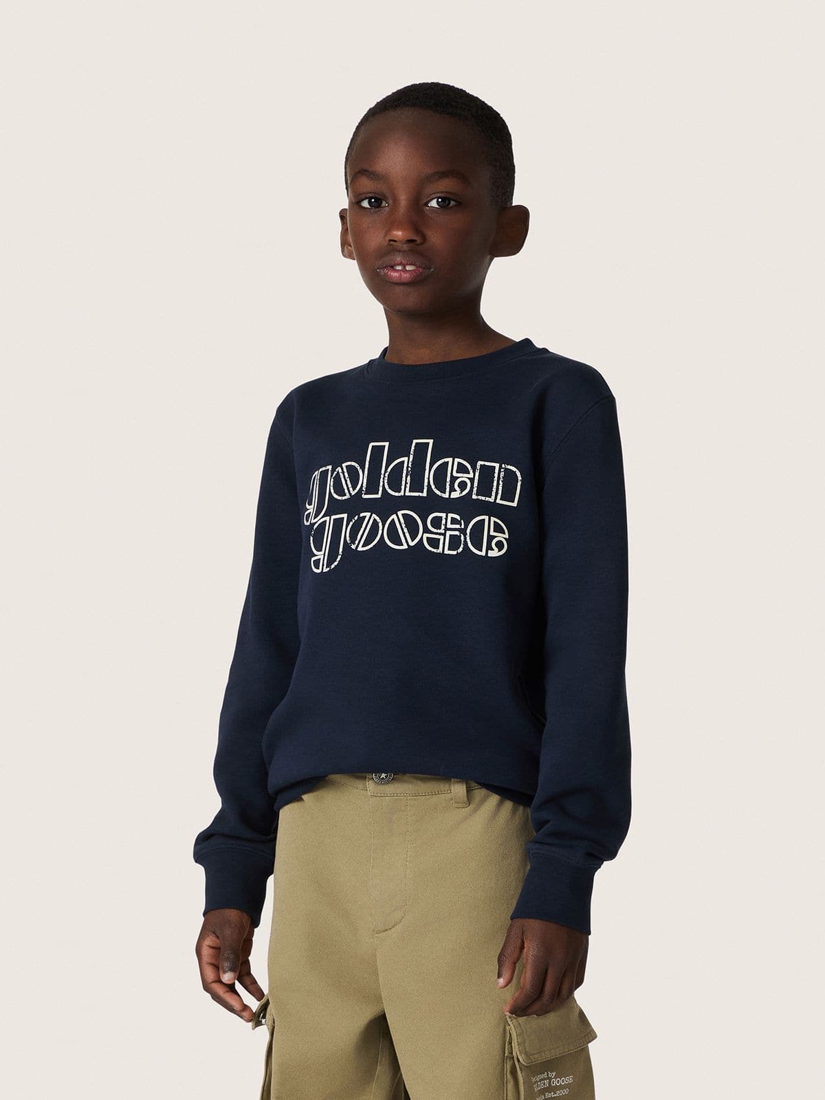 Journey boys’ sweatshirt in blue cotton blend with a contrasting logo