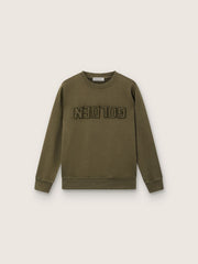 Golden unisex sweatshirt in military-green cotton with reversed logo