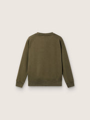 Golden unisex sweatshirt in military-green cotton with reversed logo