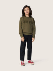 Golden unisex sweatshirt in military-green cotton with reversed logo