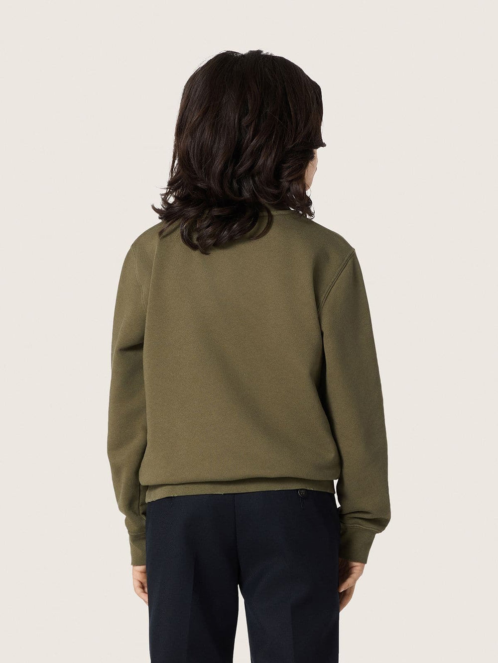 Golden unisex sweatshirt in military-green cotton with reversed logo