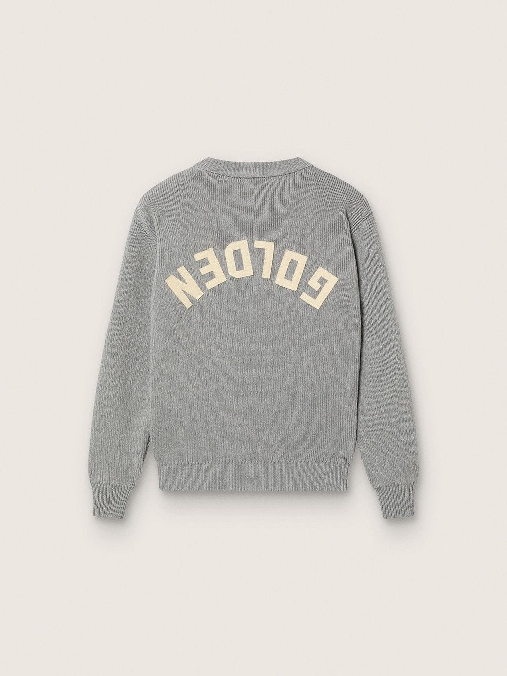 Unisex Golden sweater for kids in ribbed gray melange with logo on the back