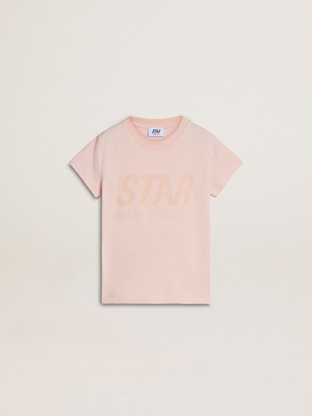 Girls' pink T-shirt with pink print on the front