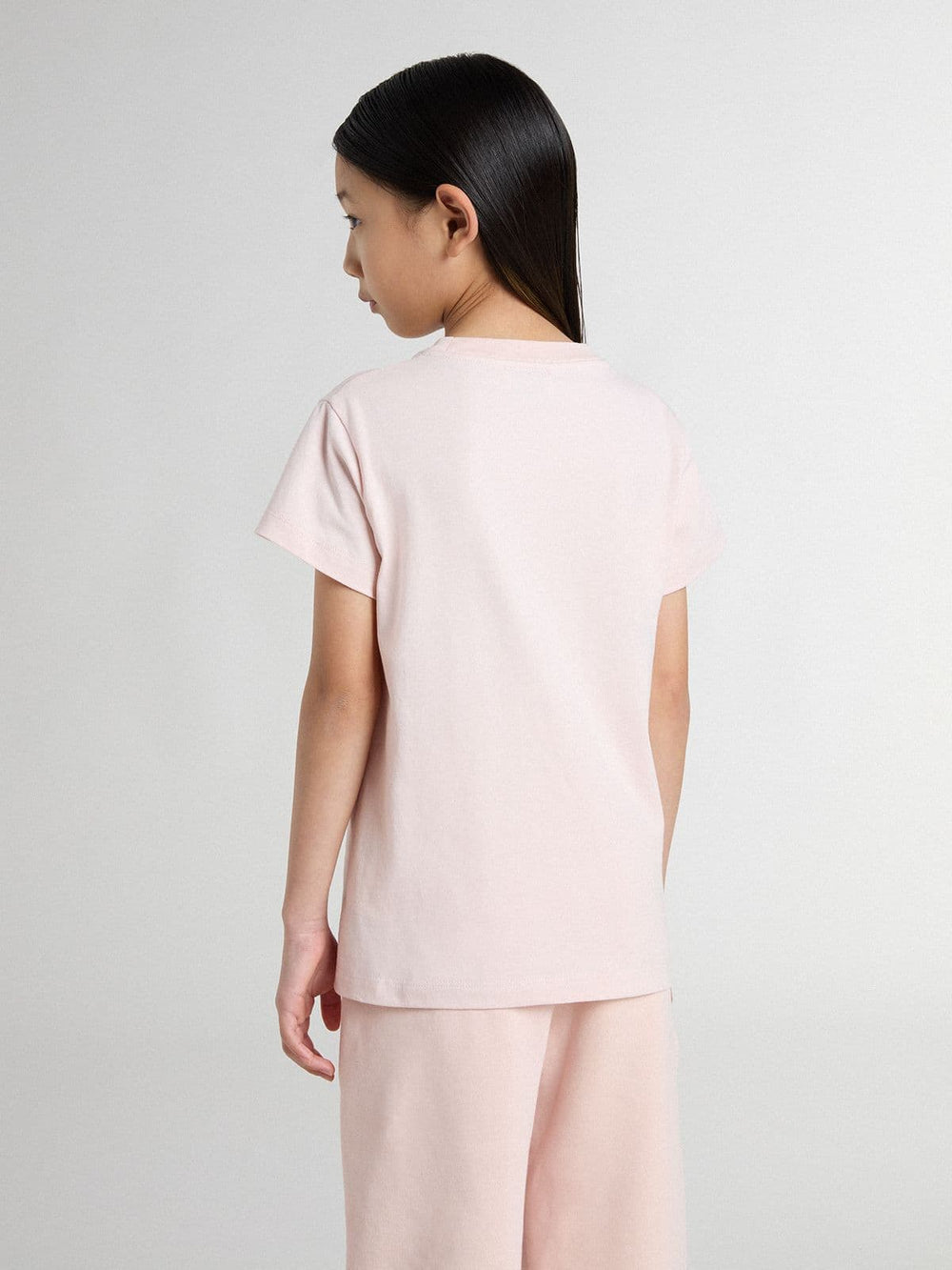 Girls' pink T-shirt with pink print on the front