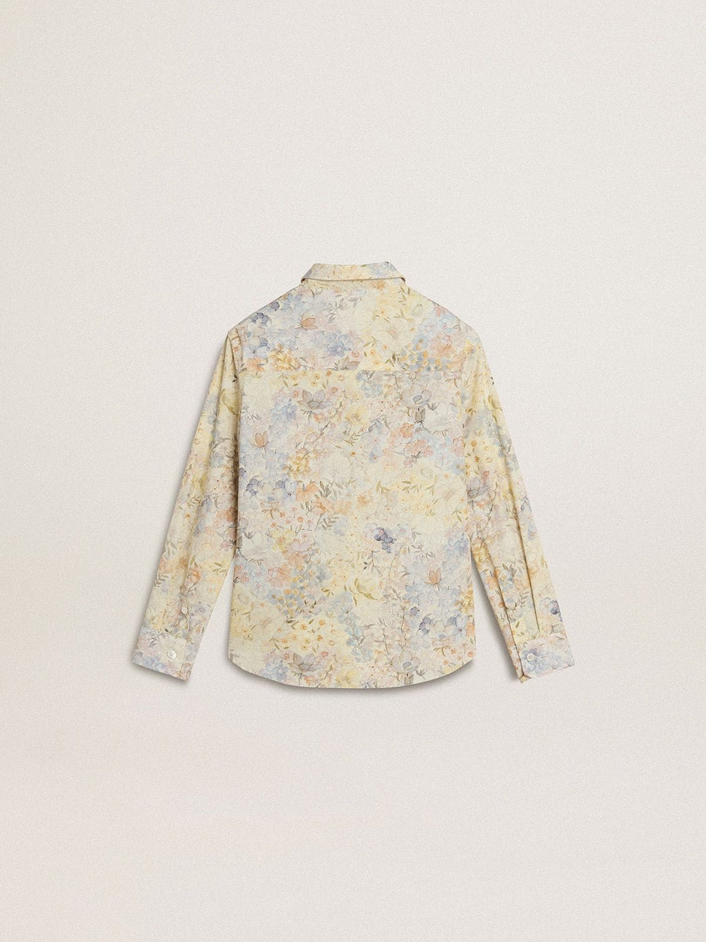 Girls' cotton shirt with multicolor floral print