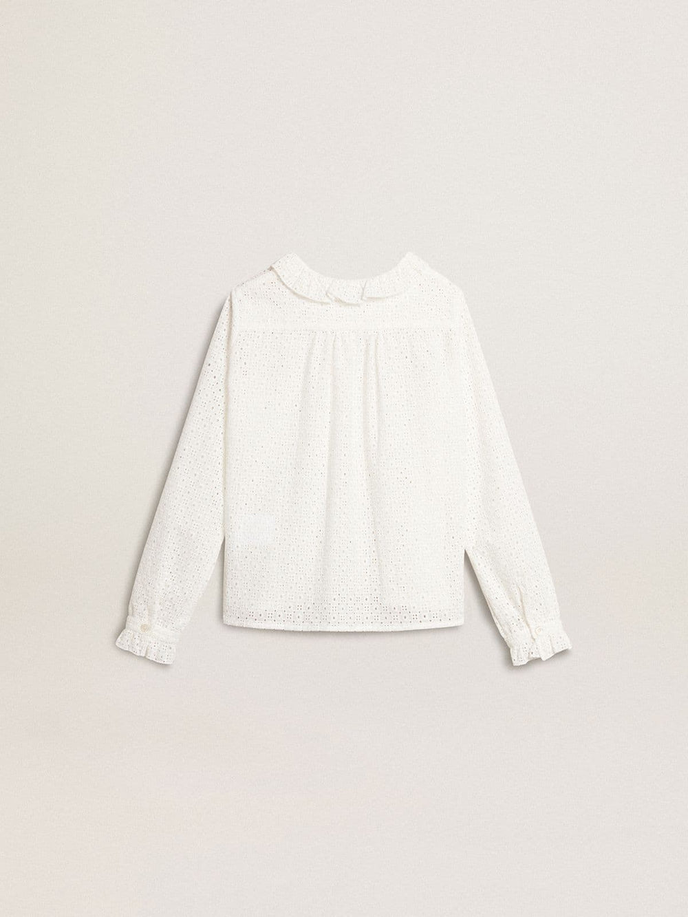 Girls' white broderie anglaise cotton shirt