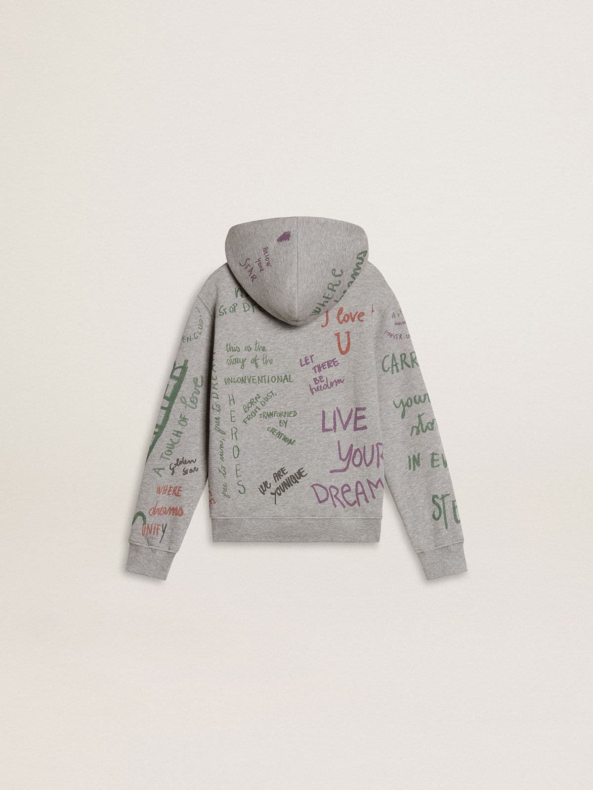 Kids’ gray sweatshirt with multicolor printed lettering