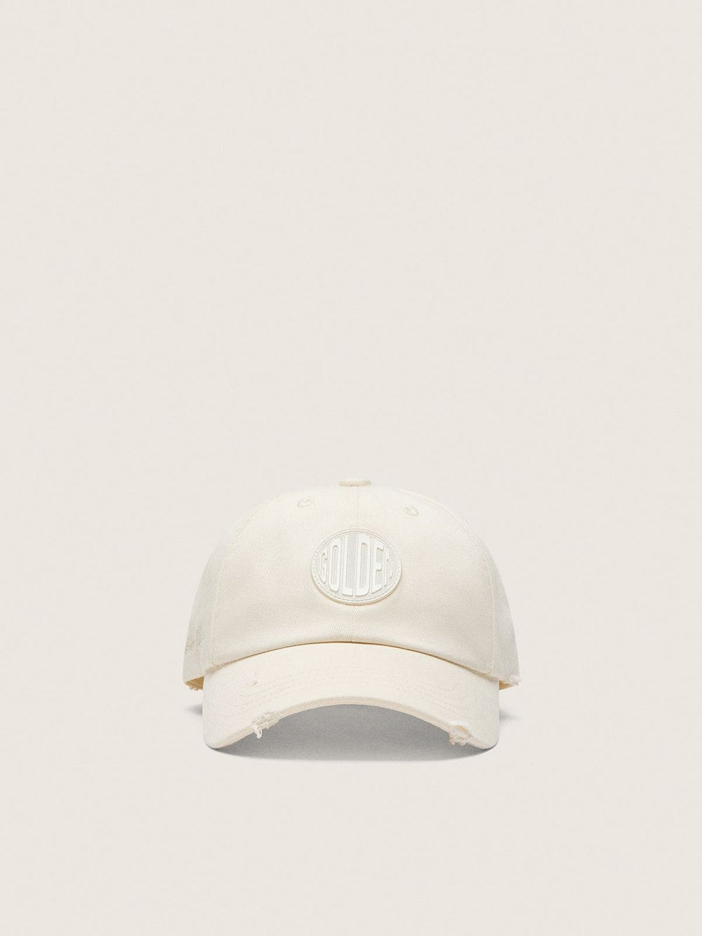 Journey baseball cap in white cotton twill with patch and Golden Goose embroidery