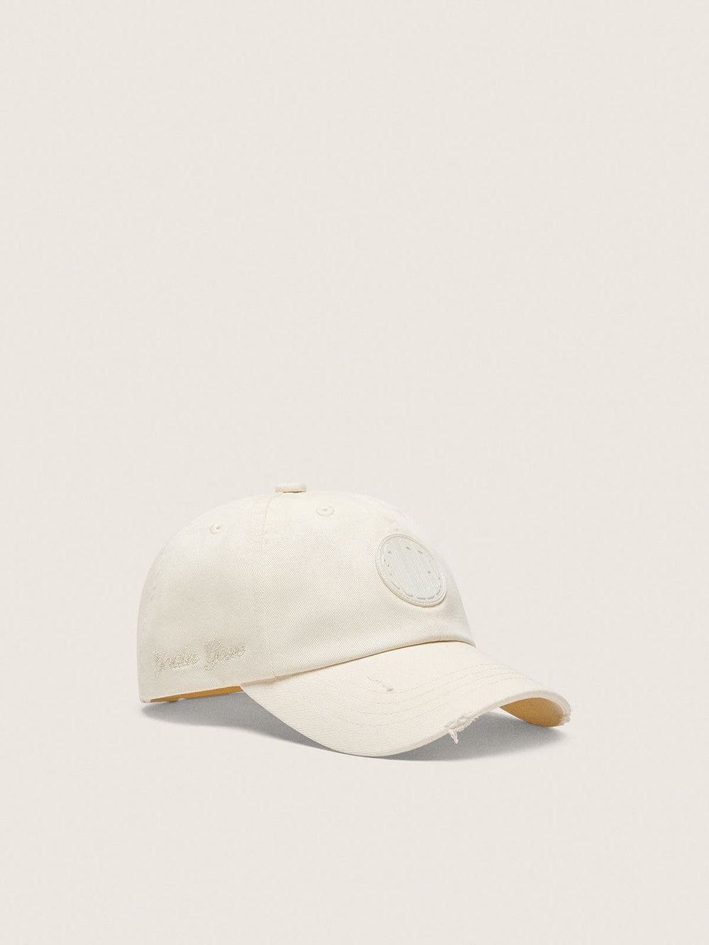 Journey baseball cap in white cotton twill with patch and Golden Goose embroidery