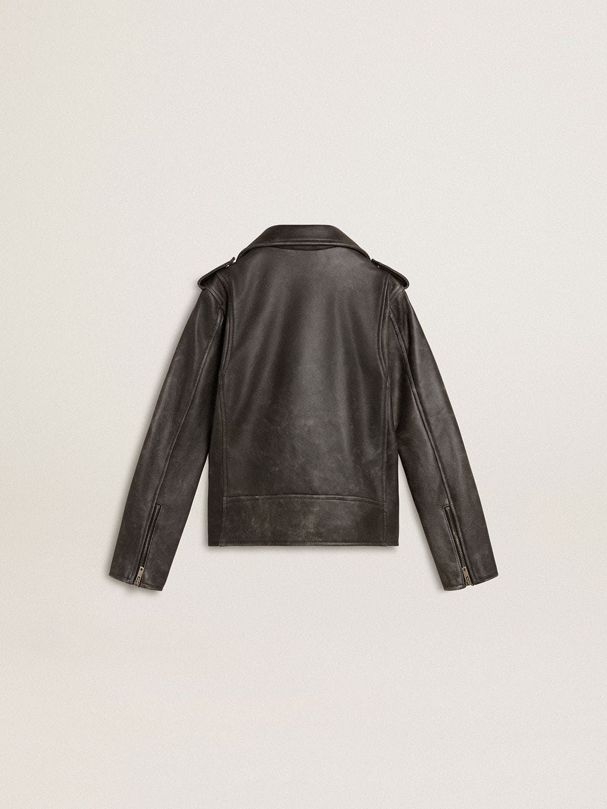 Boys’ biker jacket in distressed leather