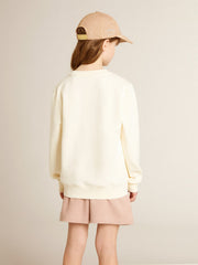 Sweatshirt in aged white with multicolor Golden lettering on the front