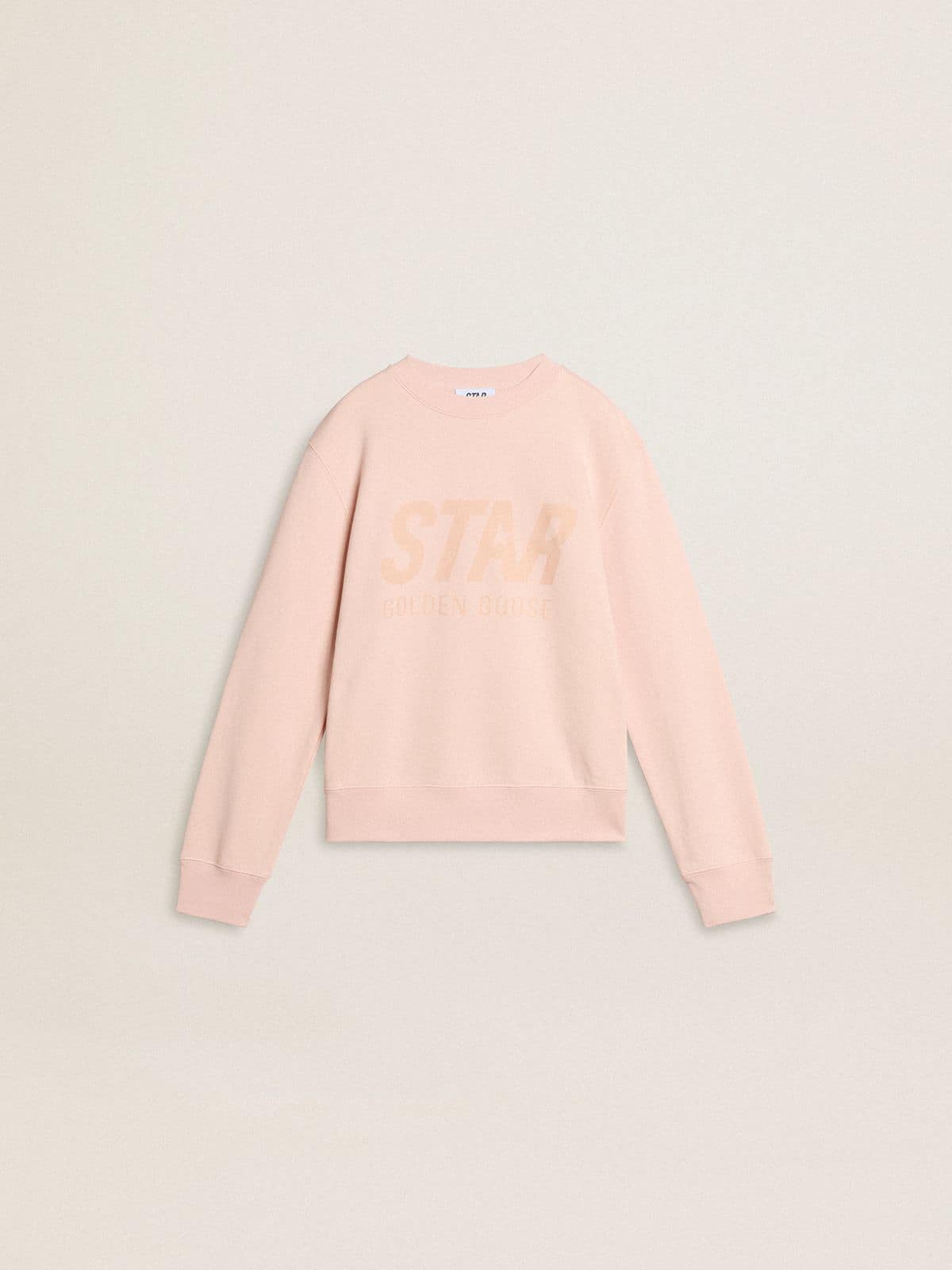 Girls' pink-colored sweatshirt with pink front lettering