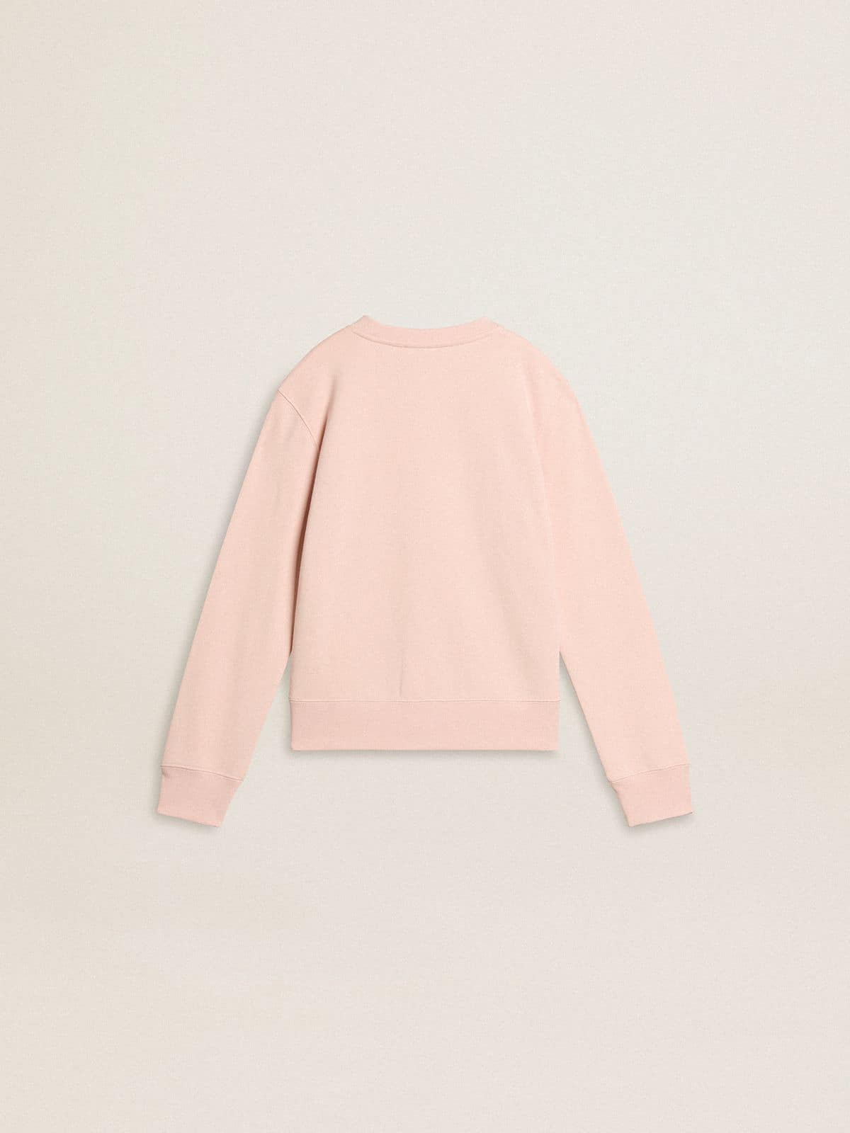Girls' pink-colored sweatshirt with pink front lettering