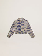 Girls' polo shirt with geometric print