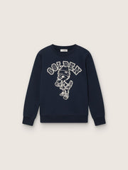 Journey crew neck sweatshirt for boys in navy blue cotton with mascot print