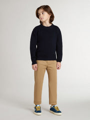 Boys’ blue crew-neck sweater with 'Golden' lettering on the back
