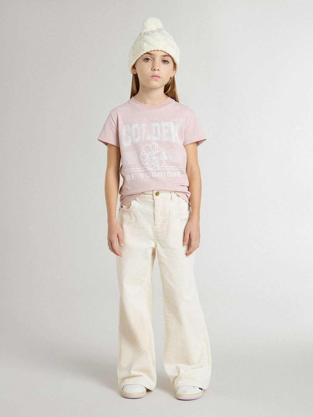 Girls' pink T-shirt with white print