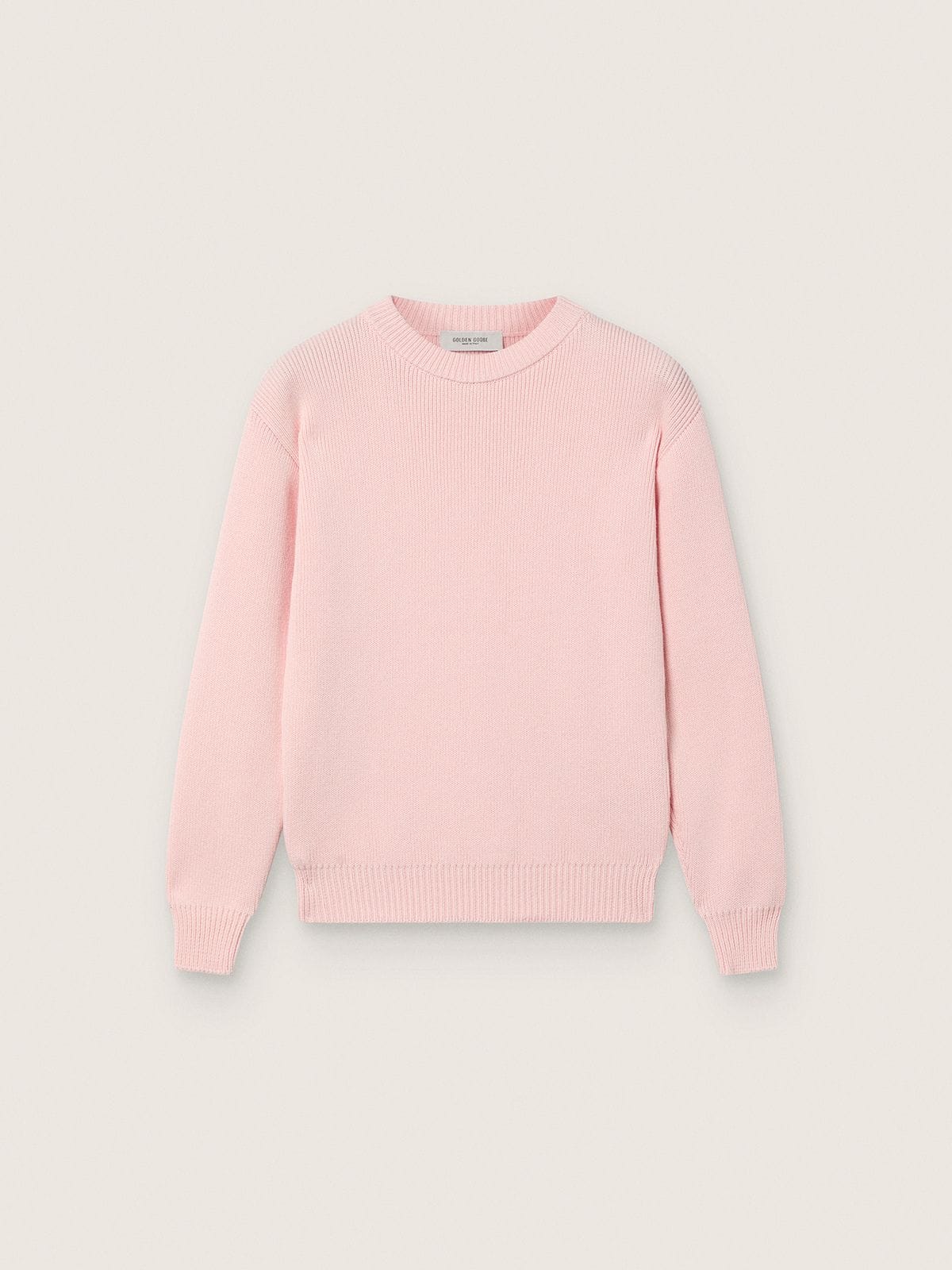 Unisex pink ribbed Golden sweater for kids with Golden logo on the back