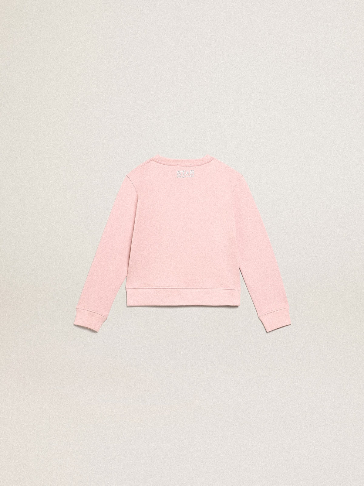 Pink sweatshirt with maxi star in silver glitter on the front