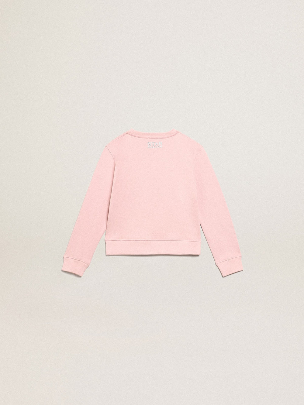 Pink sweatshirt with maxi star in silver glitter on the front