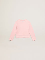 Pink sweatshirt with maxi star in silver glitter on the front