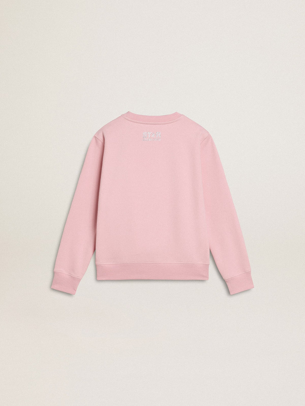 Pink sweatshirt with maxi star in silver glitter on the front