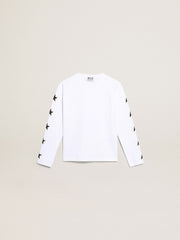 White long-sleeved T-shirt with contrasting black stars